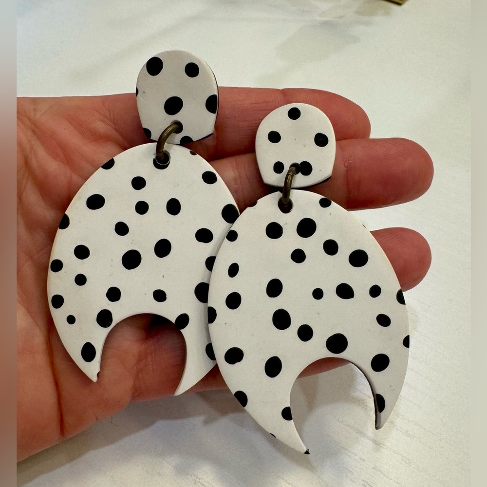 80's Vibe Dalmatian Print Earrings | Handcrafted Artisan Polymer Earrings